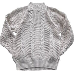 VTG 80s Casual Corner Cable Knit Sweater Women's M Fisherman Ramie Cotton Retro